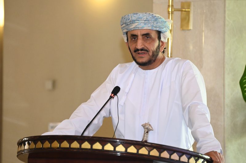 Sheikh Khalifa, Undersecretary for Political Affairs, delivers a speech at a ceremony marking the fiftieth anniversary of the establishment of Omani-Korean diplomatic relations at the Omani Foreign Ministry