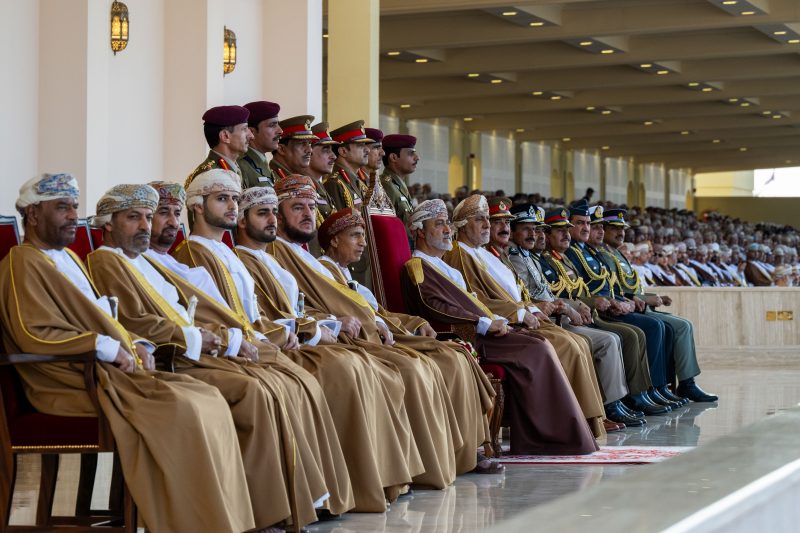 The parade columns chanted three times “Long live His Majesty Sultan Haitham bin Tarik, the Supreme Commander.”