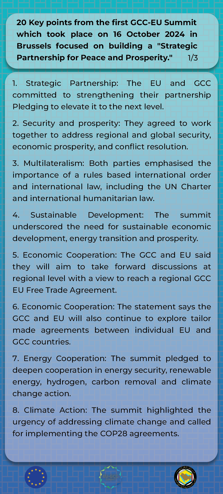 Key points of EU Gulf Summit 1