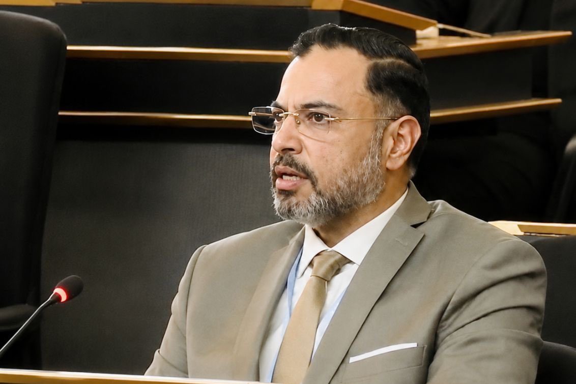 Ambassador Jamal Alshanfari delivers Oman's statement before the UN Human Rights Council in Geneva.
