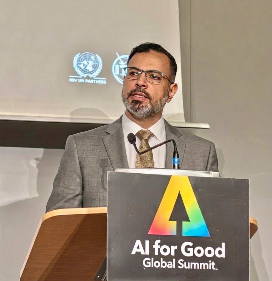 Ambassador Jamal Al Shanfari delivered a keynote address at the "AI for Good" Summit in Geneva