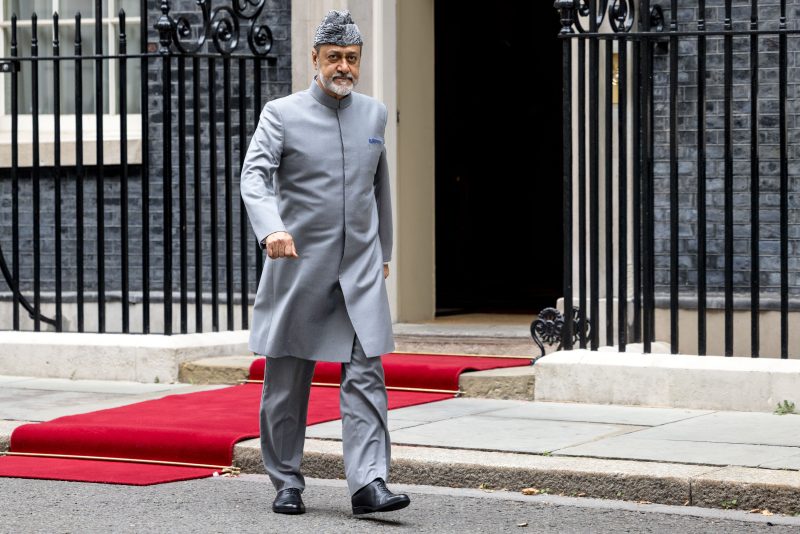 The Sultan of Oman Haitham bin Tariq Al Said meets with British Prime Minister Keir Starmer at Number 10 Downing Street in London, United Kingdom on August 6, 2024.