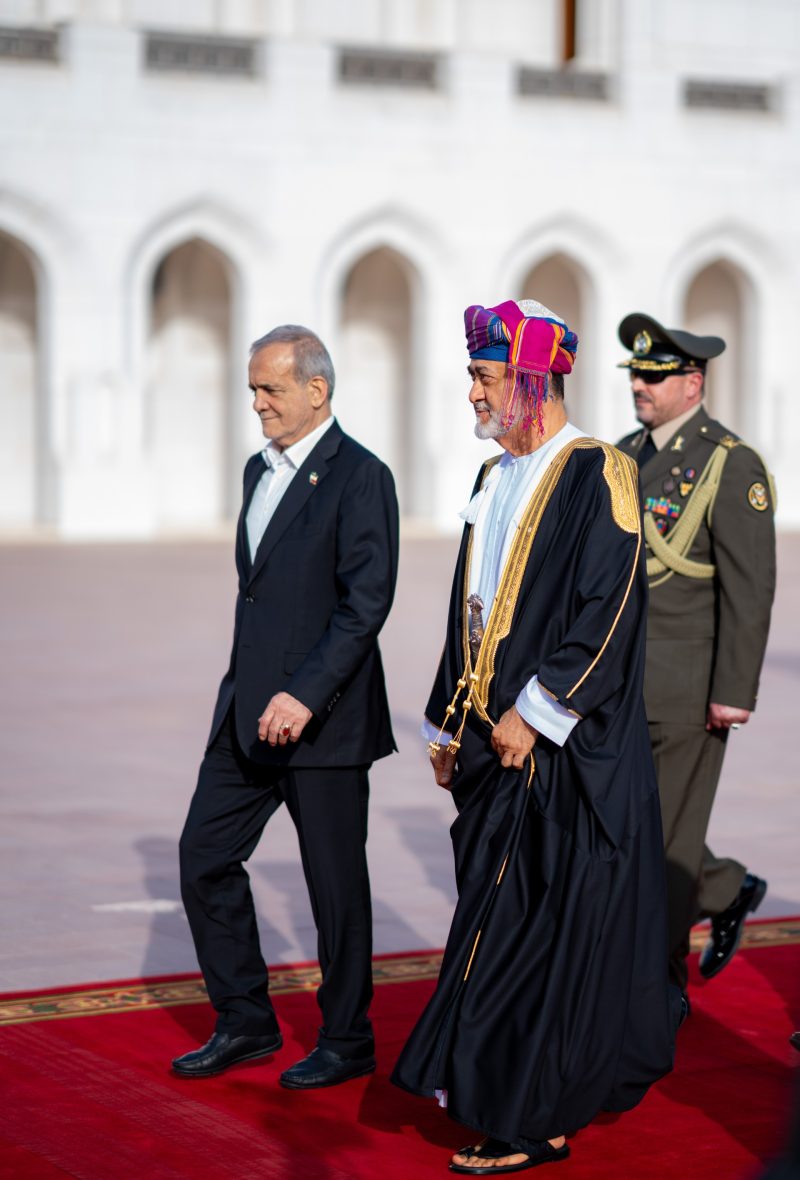 President of Iran accorded official reception at Al Alam Palace