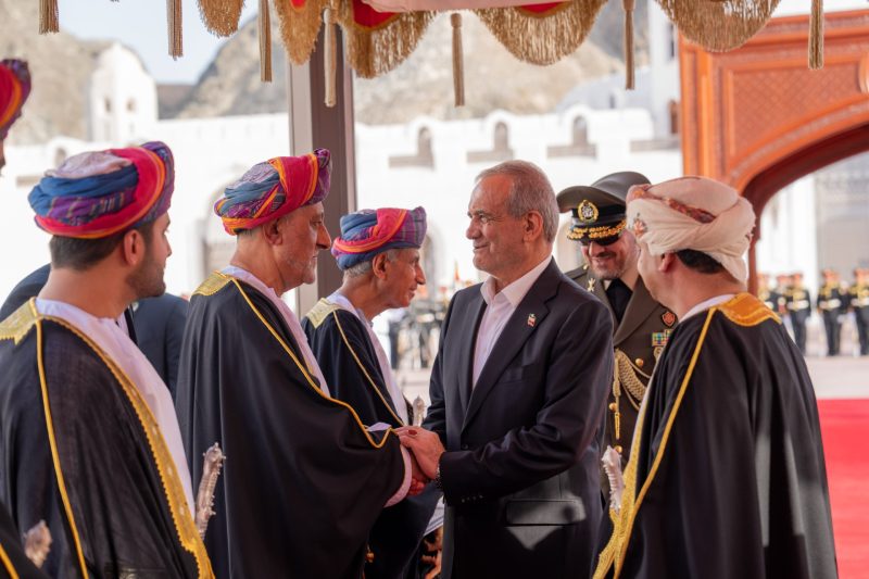 President of Iran accorded official reception at Al Alam Palace