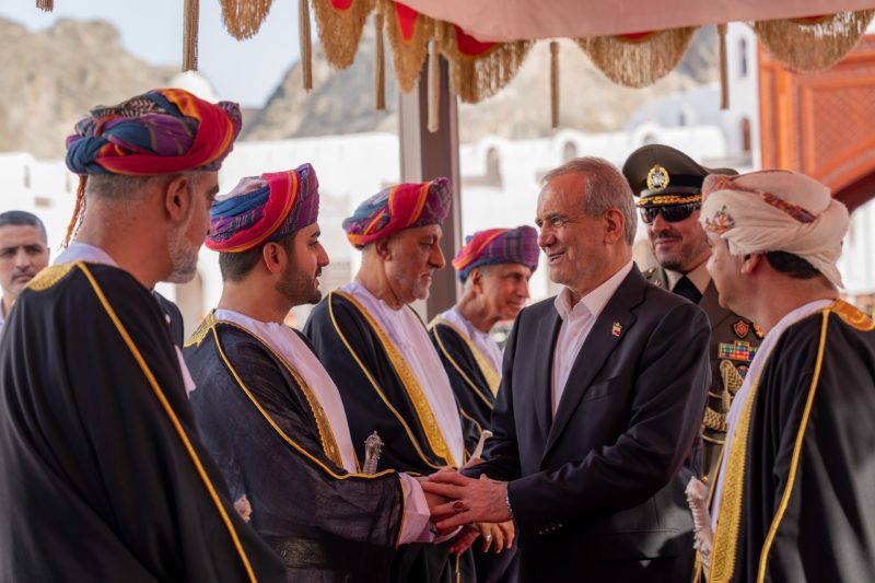 President of Iran accorded official reception at Al Alam Palace