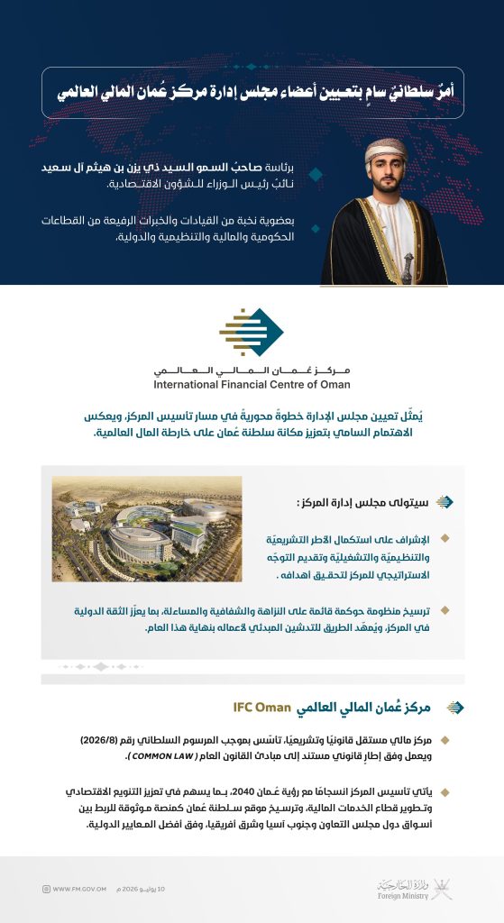 جلالة السلطان المعظم يصدر أمرا ساميا بتعيين مجلس إدارة مركز عمان المالي العالمي